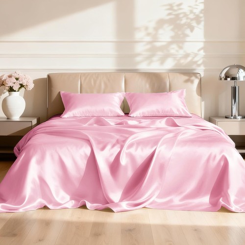 Luxury silky satin bed sheets - bed,